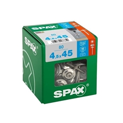 SPAX Universalschraube 4.5x45mm Spenglerschraube Edelstahl A2 TX (T-STAR plus) T20 4CUT Dichtscheibe 20mm XL 80ST Nr. 4577000450456