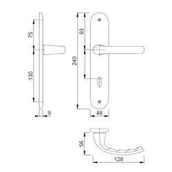 Hoppe OT-Drückergarnitur, Langschild, oval, BB, E72, VK8, DIN Links-Rechts Tokyo 1710/273P, neusilberfarbig eloxiert ohne Stütznocken, Gleitlager, TS 37-47mm Nr. 2804969