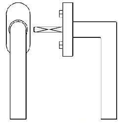 Fenstergriff Gehrungsform Ø 22mm 37mm Stift, 10mm Nocken Aluminium RAL 9016 weiß