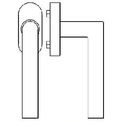 Fenstergriff Gehrungsform Ø 22mm ohne Stift, 10mm Nocken Aluminium F9 edelstahlfarbig