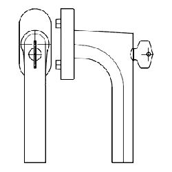 Fenstergriff Gehrungsform 100Nm Ø 22mm ohne Stift 10mm Nocken Edelstahl matt abschließbar 2W/005