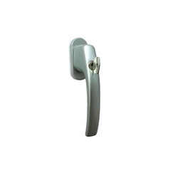 Fenstergriff 100NM F9 Edelstahl-Look abschließbar, Stift 37mm, mit Schrauben M5x45mm