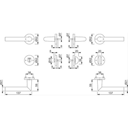 Hoppe Drückergarnitur, mit Rosetten, rund, DIN Links-Rechts, WC/SS (RW), VK8, Aluminium Amsterdam 1400/42KV/42KVS, F1 naturfarbig mit Stütznocken, Gleitlager, TS 37-42mm Nr. 3407076