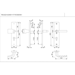 Hoppe ZT-Schutz-Wechselgarnitur, eckig, PZ, 8/72, DIN Links-Rechts, Aluminium Birmingham 78G/2221A/2440/1117, F1 naturfarbig eloxiert Langschild, TS 37-42mm, duranorm® Nr. 3841104