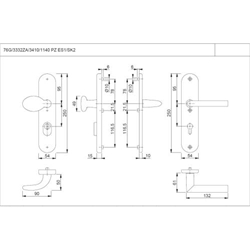 Hoppe ZT-Schutz-Wechselgarnitur, oval, PZ, 8/72, DIN Links-Rechts, ALU Stockholm 76G/3332ZA/3410/1140, F1 naturfarbig eloxiert Langschild, TS 41-46mm Nr. 3666633