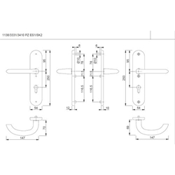 Hoppe Schutz-Drückergarnitur, Langschild, PZ, E72, VK8, RH12 Marseille 1138/3331/3410, F1 naturfarbig eloxiert innen sichtbar verschraubt, TS 41-46mm Nr. 3663985