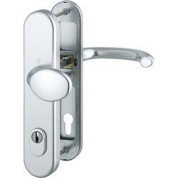 Hoppe HT-Schutz-Wechselgarnitur, oval, PZ, 10/92, DIN Links-Rechts, Aluminium Marseille 76G/3332ZA/3410/1138, F1 naturfarbig eloxiert Langschild, TS 66-71mm Nr. 3664611