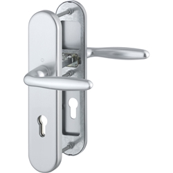 Hoppe Schutz-Drückergarnitur, Langschild, PZ, E72, VK8, RH12 Verona 1510/3331/3310, F1 naturfarbig eloxiert verdeckt verschraubt, TS 42-47mm Nr. 3666959