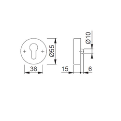 Hoppe HT-Schutz-Schlüsselrosette, PZ, RH15, Edelstahl E42ZNSB, edelstahl matt verdeckt verschraubt, mit Stütznocken, TS 57-62mm Nr. 11537243