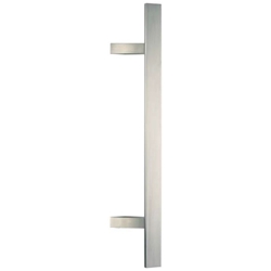 Stoßgriff Verl Edelstahl matt GL: 670mm, BA: 570mm, D: 40x10mm schräge Stützen, Flachmaterial inkl. M8.3 Gewindeeinsatz