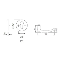 ECO Drückergarnitur D410 mit PZ-Rosetten TS: 38-45mm Edelstahl matt Nr. 5030041592