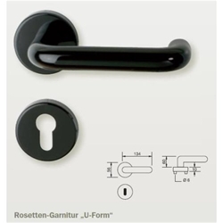 Nylon Drückergarnitur PZ 23mm, mit Rosetten schwarz Farbe 11 Nr. 2301