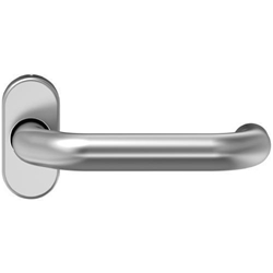 ECO FS-Drückerlochteil auf ovaler Rosette mit Rückholfeder, U-Form, gekröpft 9mm D-116.33 LM F1 DIN EN 179 Alu F1 Nr. 5030069755