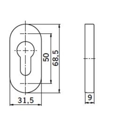 Ogro Schlüsselrosette oval PR 6679 PZ Edelstahl matt Satino Nr. 90055002314