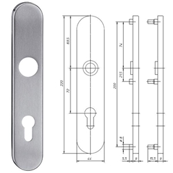 Ogro Langschild gerundet PR 7021 L PZ 72mm DU Edelstahl matt Satino Nr. 90055003176