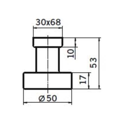 Ogro Knopf flach Renovi gerade auf ovaler Rosette fest PR 3020 O Edelstahl matt Satino Nr. 90050057193