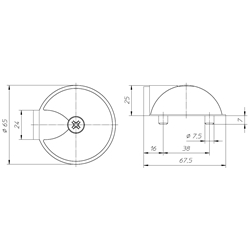 Ogro Bodentürstopper TZ 5000 65mm Edelstahl mit Schraube u. Dübel Nr. 90050007452