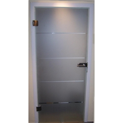 Ganzglastür Nüßing-Liner 1972x834mm DIN Rechts Muster im Siebdruckverfahren Edelstahlbeschlag Schloßkasten Venezia, Siena, UV, BB, PZ