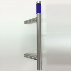 SF Stoßgriff mit Glaszylinder Blau, Edelstahl, Rechts zeigend einseitige Befestigung Nr. 5602/44R-05 m. 2K-GZ50