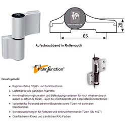 Dr. Hahn LM-Türband 4 AT M9016W000, 2-teilig RAL 9016 Verkehrsweiß, Bohrabst. 65mm, Drehp. 20mm, mit Ankerschraube W= 58mm