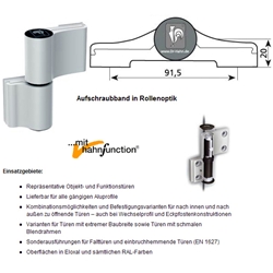 Dr. Hahn LM-Türband 4 AT M9056M164, 2-teilig Verkehrsweiß, Bohrabst. 91,5mm, Drehp. 20mm, Sonderausführung: je 2 Ankerschrauben W=65mm und M= 74mm