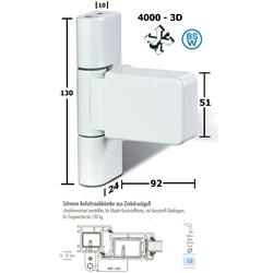 KT-Band 4000-3D (2-tlg.) weiß, 130mm, Aufdeck 15-21mm schwere Ausführung bis 130 Kg Nr. 400000000000080