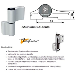 Dr. Hahn LM-Türband 4 AT M901RW000, 2-teilig Elektrobraun matt, Bohrabst. 65mm, Drehp. 20mm, mit Ankerschraube W= 58mm
