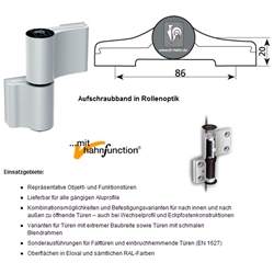 Dr. Hahn LM-Türband 4 AT M9111W000, 2-teilig EV1 eloxiert, Bohrabst. 86mm, Drehp. 20mm, mit Ankerschraube W= 58mm