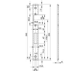 Wilka Schließblech 9321 Niro 24x6x245mm U-Stulp, Din Links für E-Öffner Nr. 9321.000001