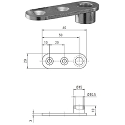 BMH Stangenführungsplatte 1144 20x60mm verzinkt DIN EN 179+1125 Nr. 1144.000001
