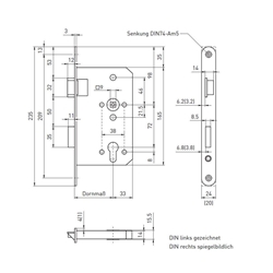 BMH Panikschloß 1028PZ F20/65/72/9 Links rund Niro Funktion B geteilte Nuß einwärts DIN EN 179 einflügelig Nr. 1028.000033