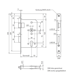 BMH Panikschloß 1028PZ F24/65/72/9 Rechts rund Niro Funktion B geteilte Nuß DIN EN 179 einflügelig Nr. 1028.000038