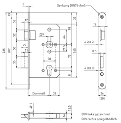 BMH Panikschloß 1013 PZW F24/65/72/9 Links rund Niro Funktion E feste Nuß DIN EN 179 einflügelig Nr. 1013.000087