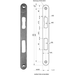 BMH Schließblech 1145 Links/Rechts verwendbar Niro 24x3x235mm DIN EN 179 + 1125 Nr. 1145.000024