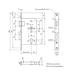 BMH Panikschloß 1028PZ F20/55/72/9 Links rund Niro Funktion B geteilte Nuß DIN EN 179 einflügelig Nr. 1028.000009