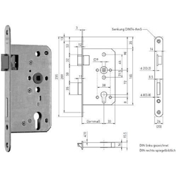 BMH Panikschloß 6028PZ F20/55/72/9 Links rund Niro Funktion B geteilte Nuß DIN EN 1125 einflügelig Nr. 6028.000001