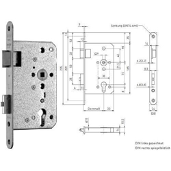 BMH Panikschloß 1128PZ F20/65/72/9 Rechts rund Niro Funktion B geteilte Nuß DIN EN 179 zweiflügelig Nr. 1128.000002