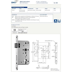 BMH FH-Einsteckschloß 1000PZW F24/65/72/9 Links rund verzinkt Klasse 4 DIN18250 Nr. 1000.000069