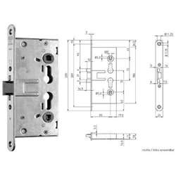 BMH FH-Panikschloß 1758PZ F24/65/72/9 Ls/Rs rund verzinkt Funktion D geteilte Nuß DIN EN 179 einflügelig Nr. 1758.000007