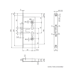 BMH FH-Panikschloß 1758PZ F24/65/72/9 Ls/Rs rund verzinkt Funktion D geteilte Nuß DIN EN 179 einflügelig Nr. 1758.000007