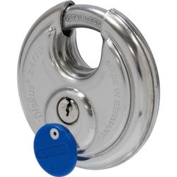 Abus Vorhangschloss,Diskus 24IB/70 2 Profilschlüssel, edelstahl Gehäuseb. 70mm,Gehäuset. 31mm,H 70mm, verschiedenschließend Nr. 02050