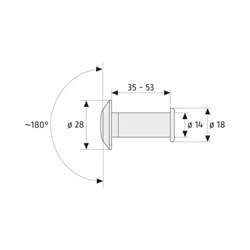 Abus WET-Türspion, 2200 SB, 200° Bohr Ø 14mm, goldfarbig TS min. 35mm,TS max. 53mm Nr. 04524