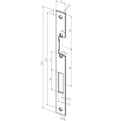 Assa Flachschließblech, für Türöffner, 356, Stahl 22x257mm kantig, DIN Links-Rechts, stahl verzinkt mit Fallenausschnitt, Türe stumpf, einflügelig Nr. -------35640-01