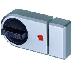 Ikon Kastenriegelschloss ohne Zylinder ohne Sperrbügel, weiß, links optische anzeige rot/grün, Dornmaß 60/70mm für Falz und Stumpftüren