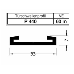 Gutmann Fenstertür Türschwellenprofil, 6m, Aluminium P 440 blank Gesamtbreite 33mm, Höhe 7mm (VE= 60 Meter)
