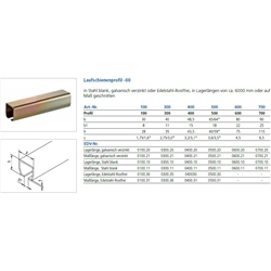 Nüßing - HELM Laufschiene, L 6000mm, 400, Stahl, galvanisch