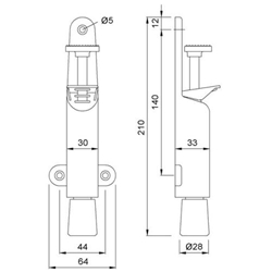 KWS Türfeststeller 1026 Stahl silberfarbig einbrenn- lackiert, Hub 30mm Nr. 102602