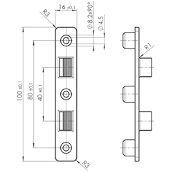 Fuhr Bandsicherung Flügelteil F16x100mm mit Riffelung vernickelt für alle Systeme Alu/Holz/PVC mit Beschlagaufnahme 16mm breit/9mm tief Nr. VRH50009