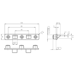 Fuhr Bandsicherung Flügelteil F16x100mm ohne Riffelung vernickelt für alle Systeme Alu/Holz/PVC mit Beschlagaufnahme 16mm breit/9mm tief Nr. VRH50206