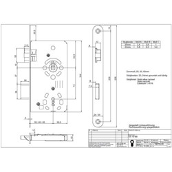 SSF Objekt Einsteckschloss 19 BB F20/55/72/8 Rechts Stulp rund, Niro Klasse 3 Flüsterfalle \u0026 Metallriegel Nr. A1901N00/542